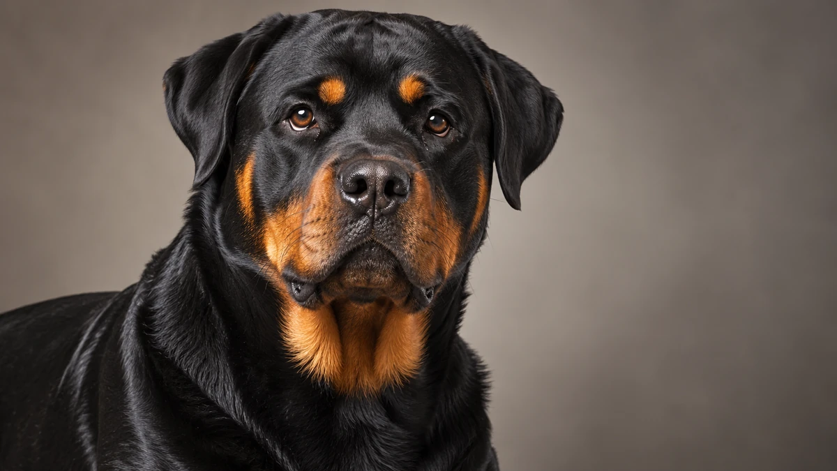 Rottweiler köpek — siyah + açık tan renk
