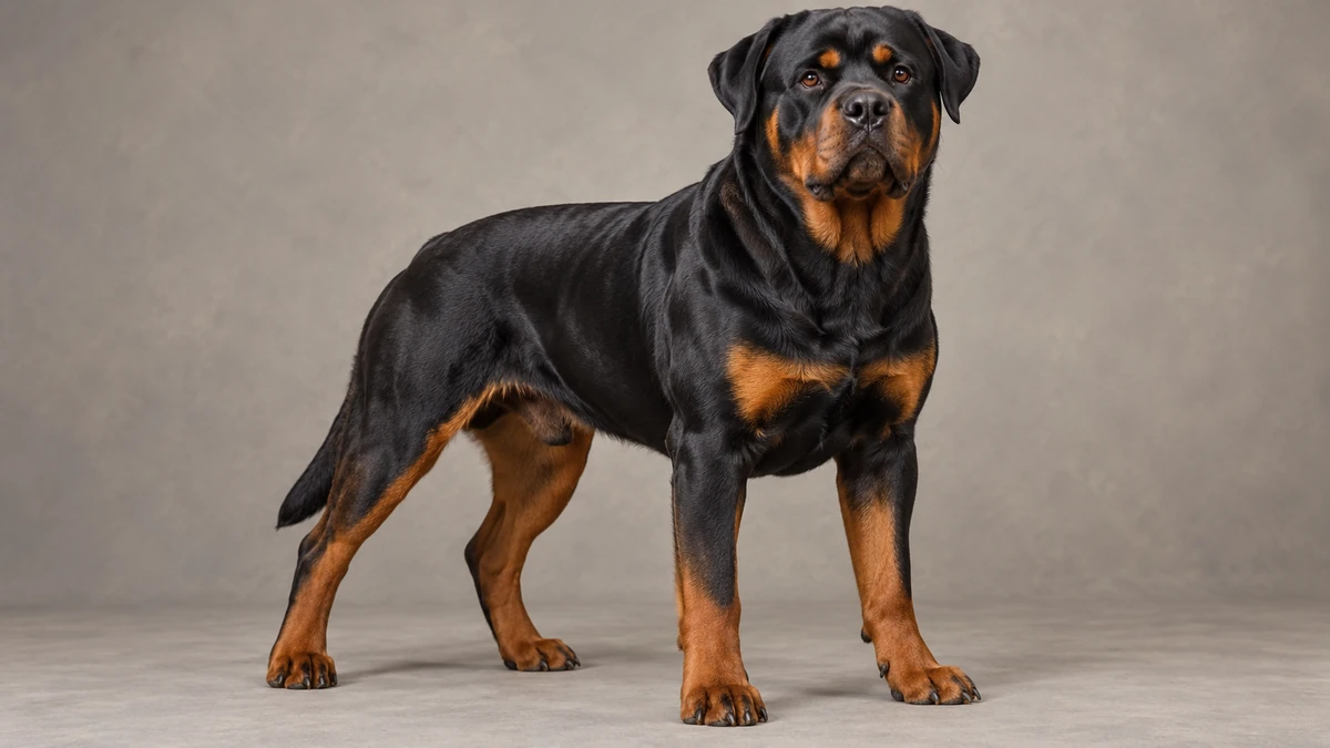 Rottweiler köpek — siyah + doygun kızıl renk