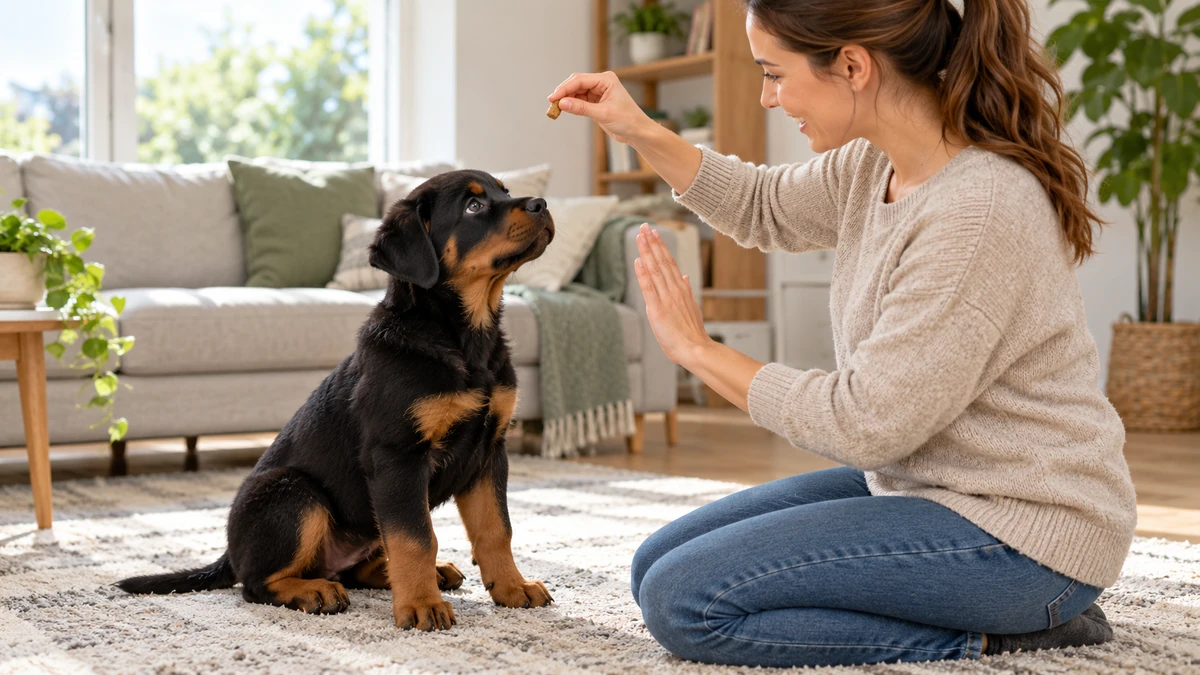 Rottweiler yavru köpek — komut ve eğitim